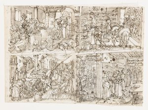 Four Scenes from Sericulture Series by Jan van der Straet